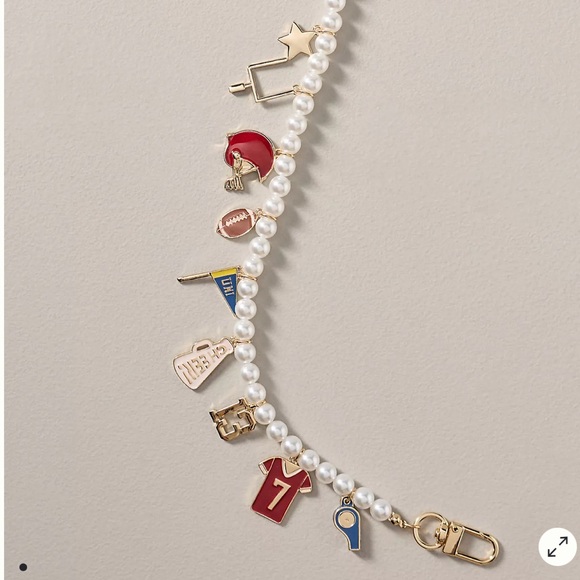 Anthropologie Icon Pearl Football Charm Bracelet NWT - Picture 4 of 6